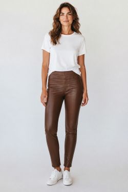 NWT Meg & Margot Light Brown Stretch Faux Leather Legging Pants – Size S