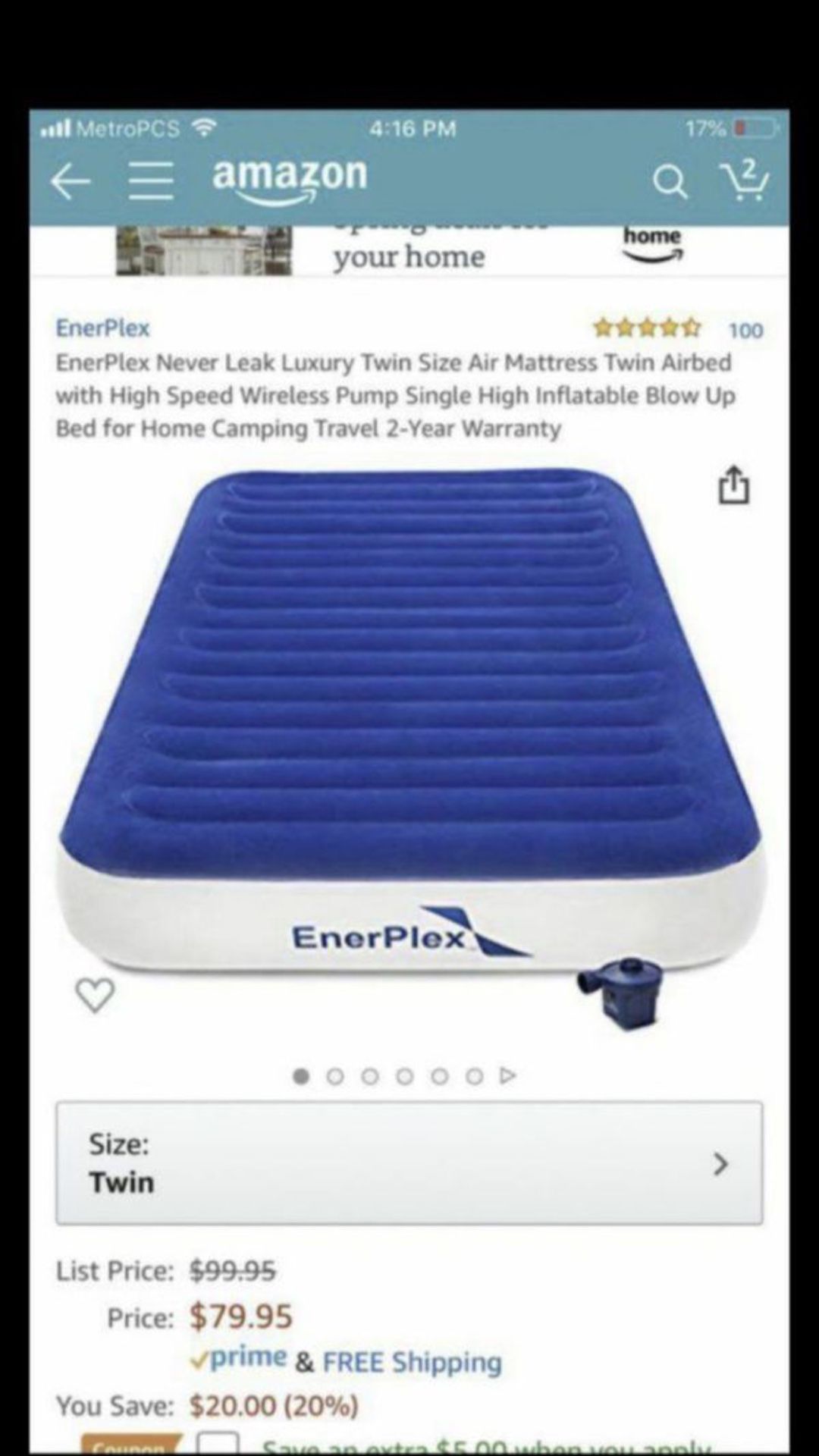 EnerPlex Never Leak Luxury Twin Size Air Mattress Twin Airbed with High Speed Wireless Pump Single High Inflatable Blow Up Bed for Home Camping Trav