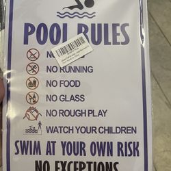 New Pool Rules Sign