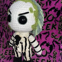 2ft Handmade Plush Beetlejuice Crochet Doll