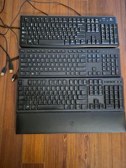 Razer Ornata Chroma RGB Keyboard with Wrist Rest + Dell and Logitech Keyboards