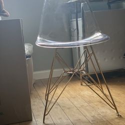 Acrylic Clear And Gold Metal Accent Chair