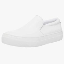 Steve Madden Gills White Leather Platform Slip On Shoes Laceless Shoes