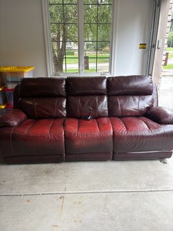 Burgundy leather couches