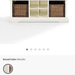 Crosley Furniture Brennan Wood Storage Entryway Bench with Baskets in Mohagony