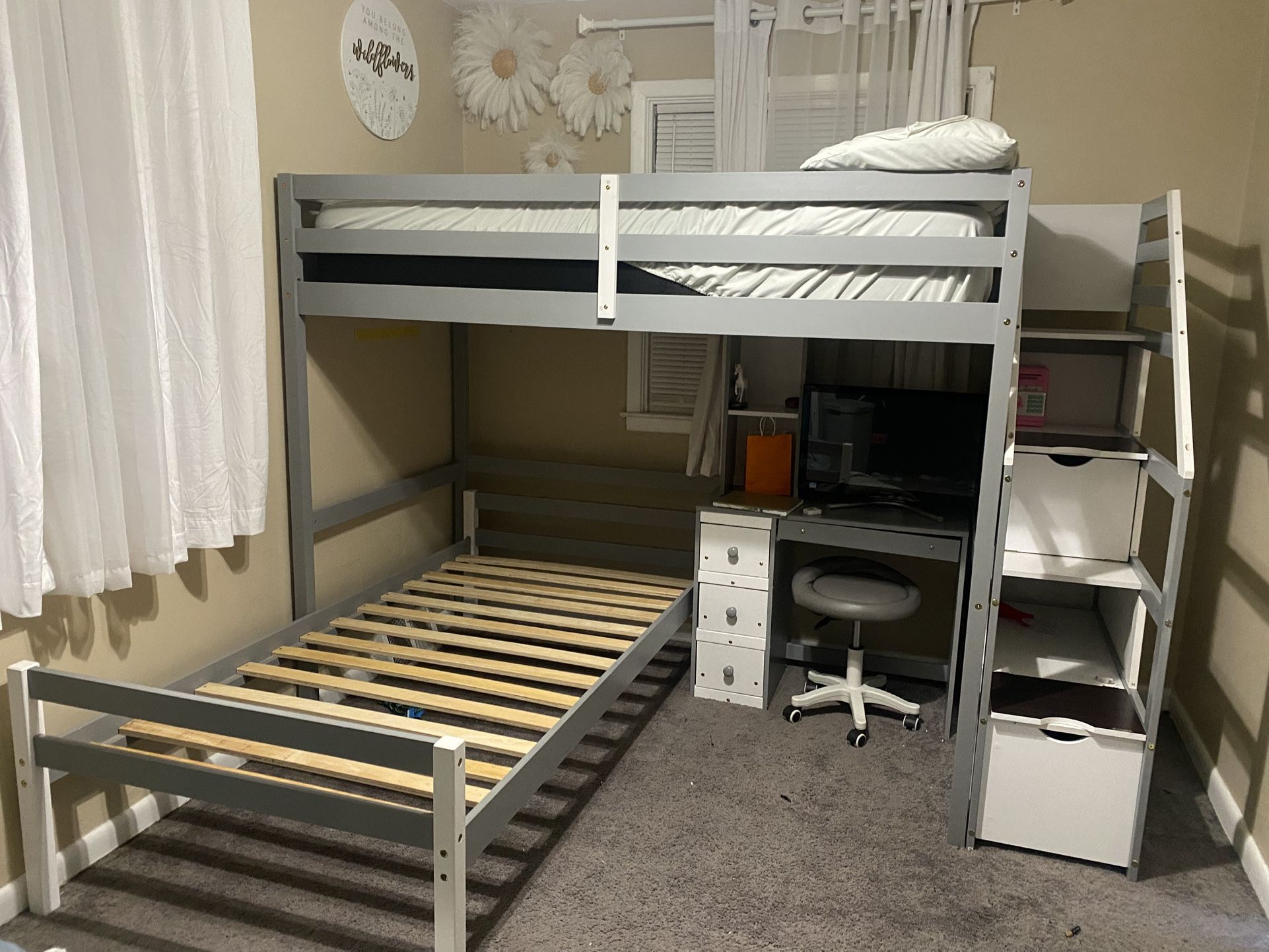 Twin Over Twin Bunk Bed With Desk