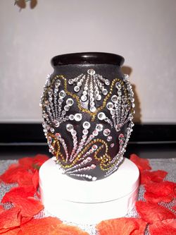 Mexican talavera with glass clear and gold rhinestones