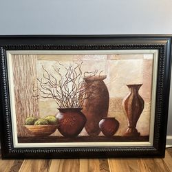 Framed print titled "Vessels of Bali" Wall art  approximately  45” x 33”