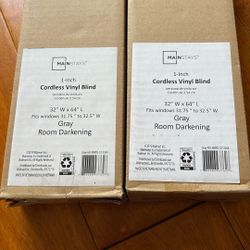 Cordless Vinyl Blind - 32Inch Width, 64 Inch Length, 1" 