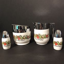 Vintage 1970’s GEMCO USA 4 Piece Sugar, Creamer, Salt & Pepper Dispenser Set