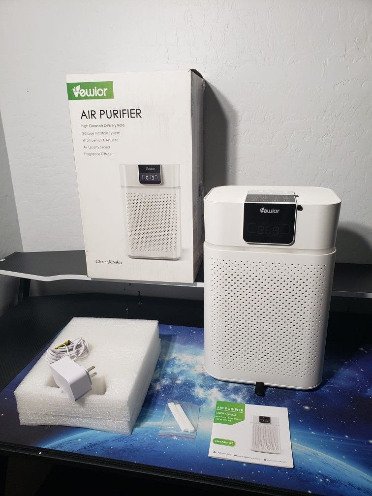 New Air Purifiers, Home Air purifier for Large Room Bedroom Up to 1560ft², VEWIOR H13 True HEPA Air Filter for Wildfire Smoke Pets Pollen Odor, W/ Air