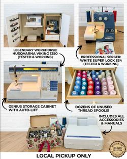 Husqvarna Viking 1250 & White Super Lock 534 Sewing Bundle