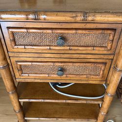 Tropical Faux Bamboo Nightstand / Side Table
