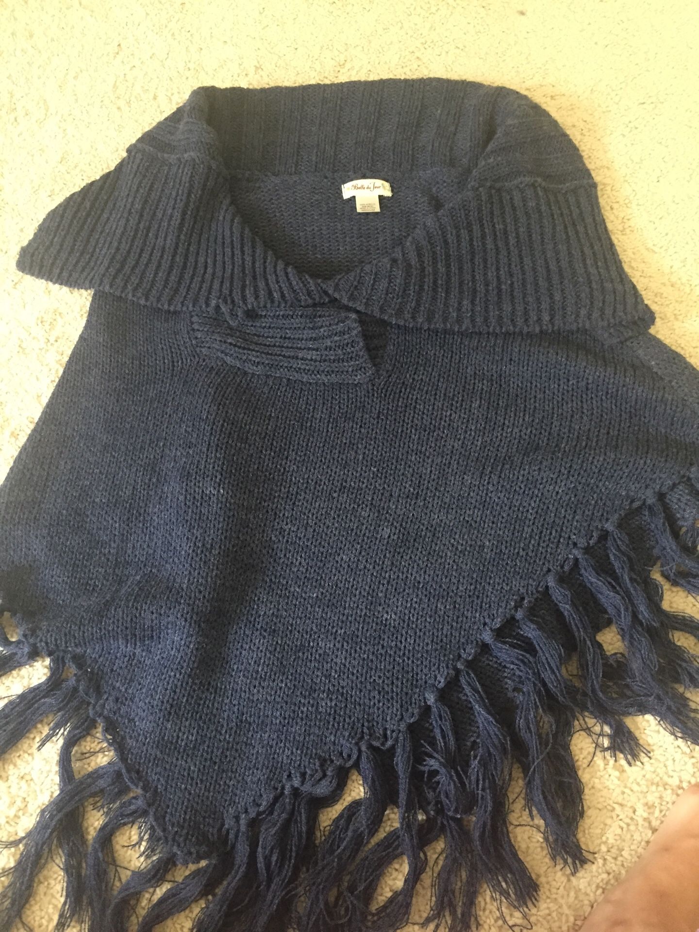 New Blue poncho sweater sweater size M