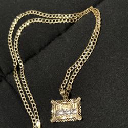 14k Real Solid Gold Cuban Curb Diamond Cut Chain 14k Solid Gold 2 Tone Jesus Last Supper Pendant 22 Inches Long 
