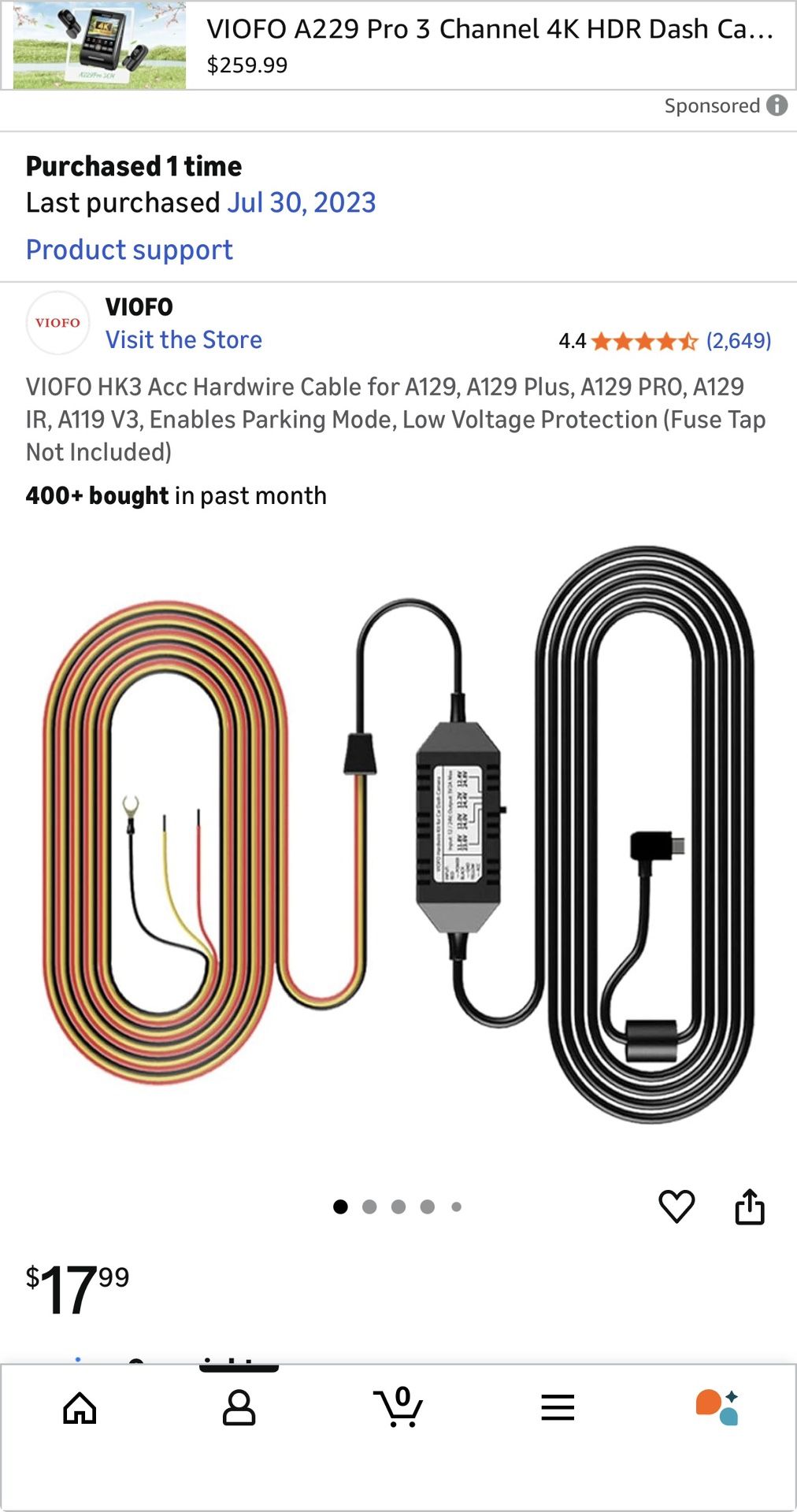 Viofo Dashcam Hardwire Kit And Multiple Fuse Tap Kit