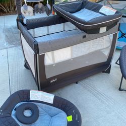 Chicco Portable Lullaby Pack And Play W/ Changing Table, Bassinet, Infant Seat, Mobile, Diaper Shelf, Travel Bag