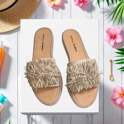Dirty Laundry Flats Paseo Slides w Fringe Pom Poms Women Size 11