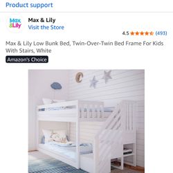 Max And Lily Bunk Bed With Stairs 