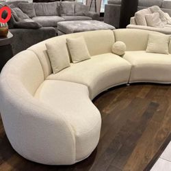 Bonita Ivory Boucle 3-Piece Curved Sectional Couch 