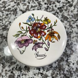 Vintage Gucci Round Porcelain Trinket Box Floral by Richard Ginori 