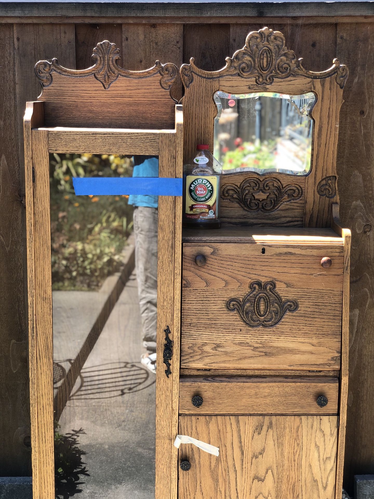 Antique Front Home Entry Or Office Hutch Cabinet 100 Plus Years
