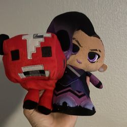 Sombra and Minecraft shrooms cow plushy