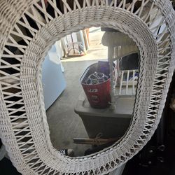 White wicker mirror