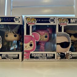 Funko Pop Like New, Chandler Bing, Joey Tribbiani And Agent K