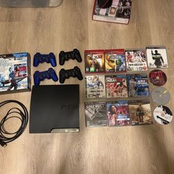 PS3 Slim 160GB - 4 Controllers - 10 Games - 3 Movies - Singstar Pack