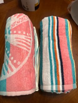 Beach towels, large brand, new set of two  2 different designs and color