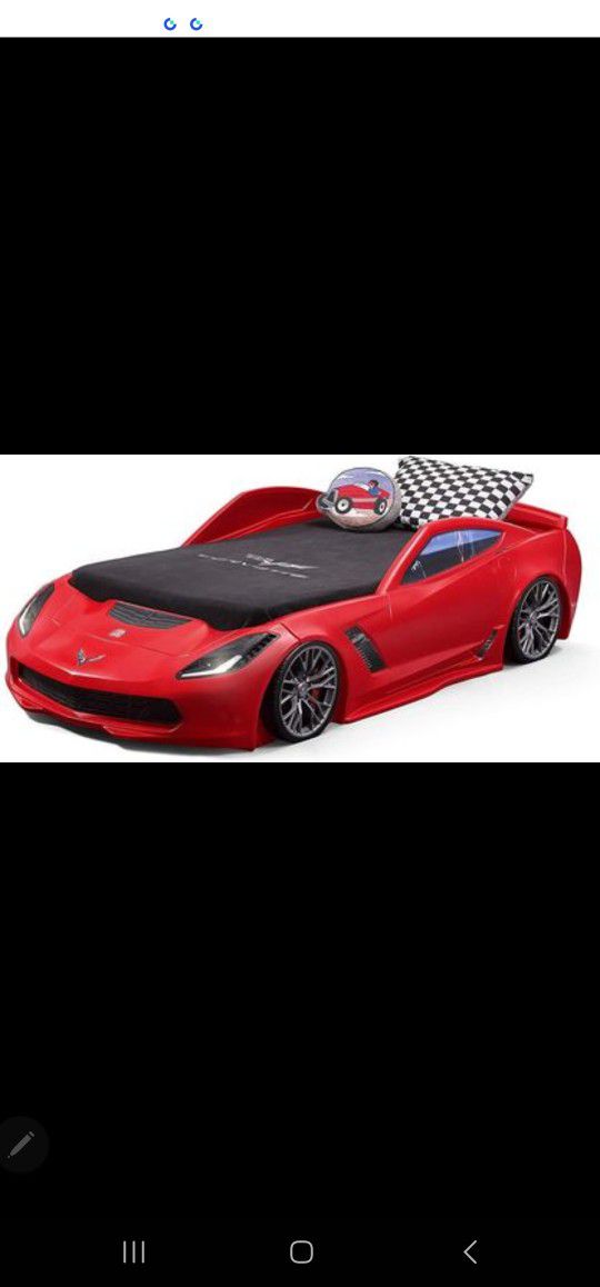 Step2 Corvette Convertible Toddler to Twin Bed with Lights, Red