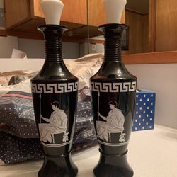 Vintage Black Decanter, Jbeam Whiskey, Greek Warrior 