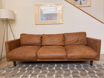 $1,899 Article Nirvana 81" Leather Sofa couch - Dakota Tan