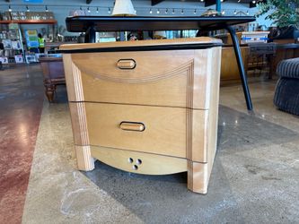 Blonde Solid Wood Two Drawer Nightstand