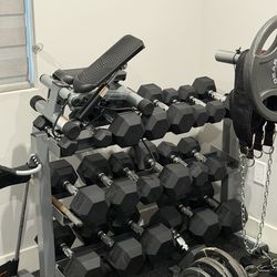 Gym Dumbell Set with Full Rack of all Weights