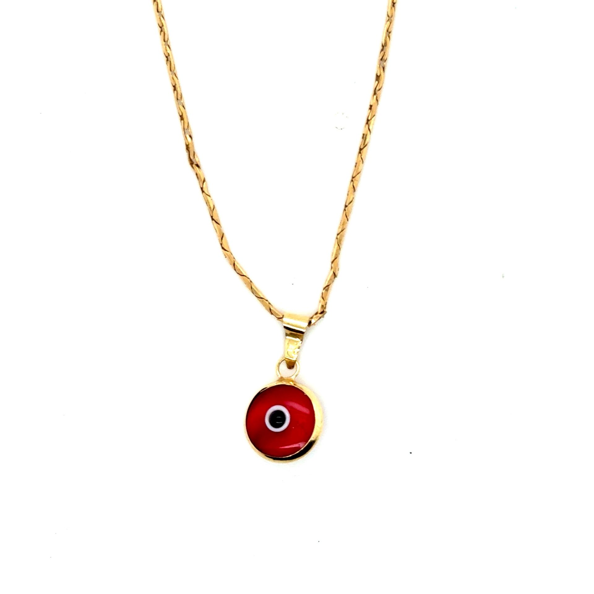 14K Gold Red Evil Eye Necklace