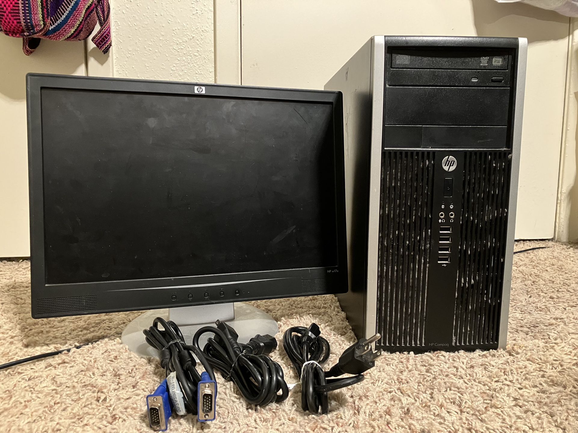 HP Computer Tower and Monitor 