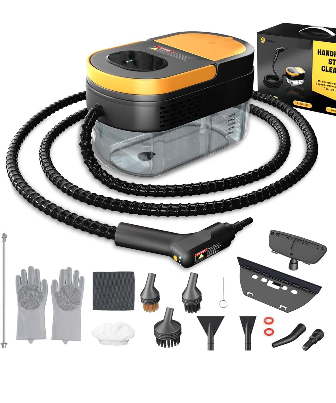 Open Box Steam Cleaner, 3-Level Adjustable Handle, 15s Heat-Up, 1.69 Quarts Tank, Portable Steamer for Cleaning with 15 pcs Accessories, Steam Cleaner