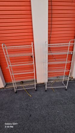 White Wire Shelving Rack Set of 2