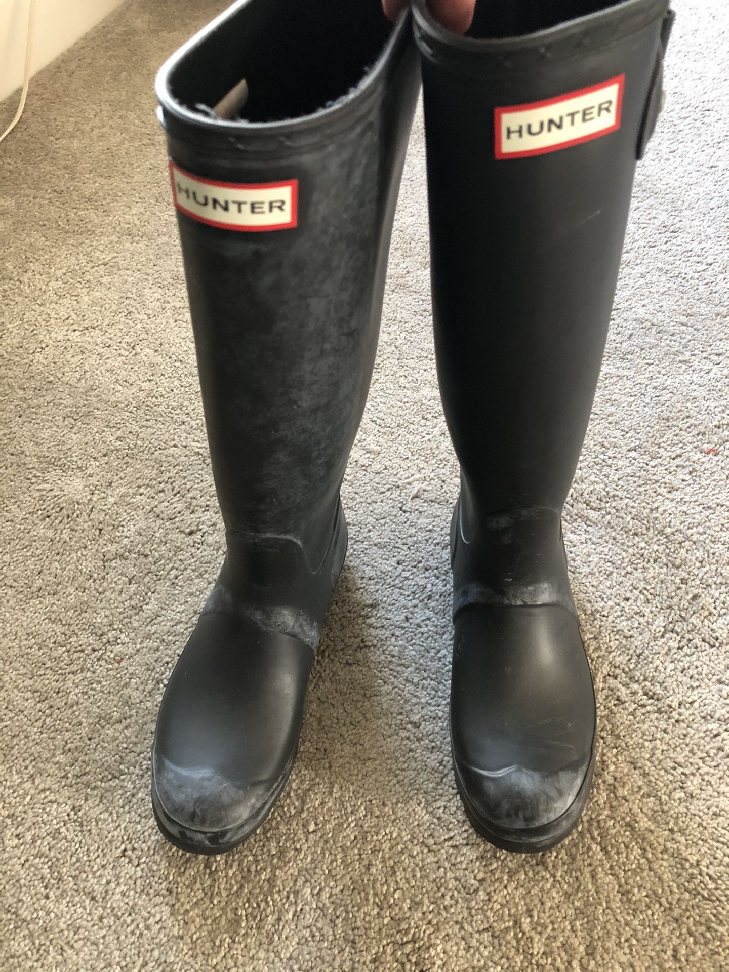 Hunter black rain boots 8 like new