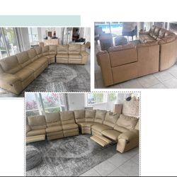 Genuine Leather Reclining Sectional Sofa