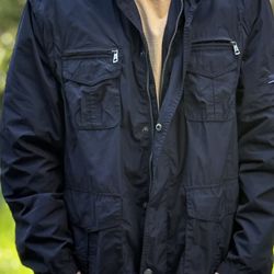 Men’s Convertible Jacket Vest Detachable Sleeves Navy Utility Windbreaker