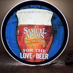 SAMUEL ADAMS FOR THE LOVE OF BEER LED Lighted Sign round 18" dia