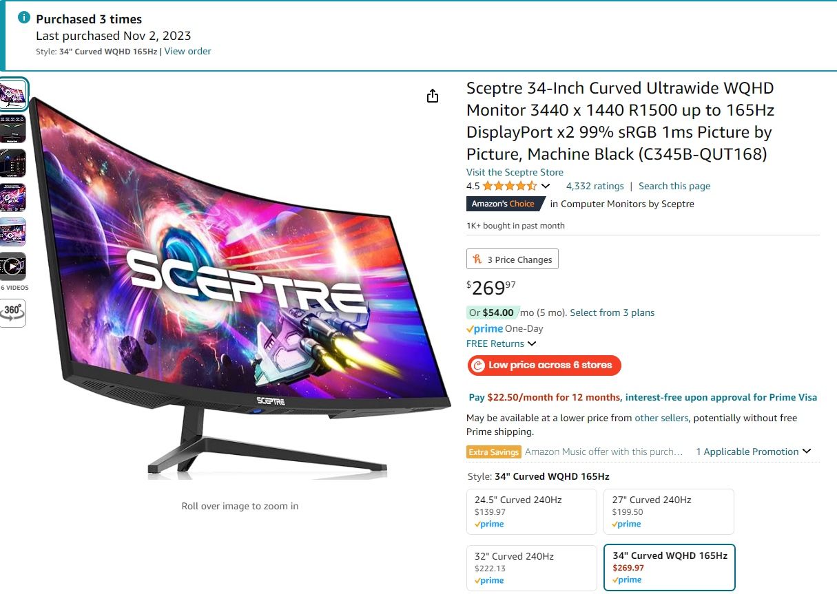 34 inches curved ultrawide monitor