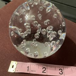 Paperweight Solid Glass With Air Bubbles In Middle