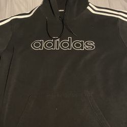 Black with White Stripes Adidas Hoodie