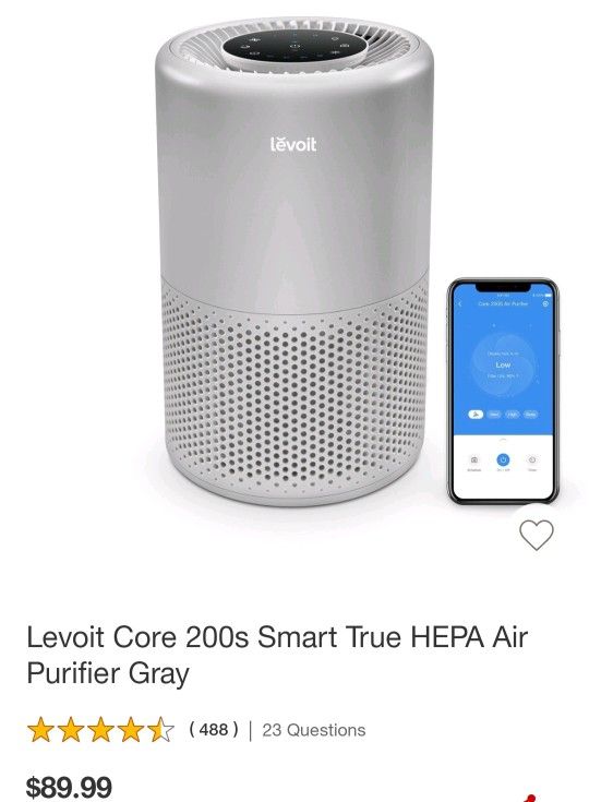 Levoit Core 200S Smart True HEPA Air Purifier Gray