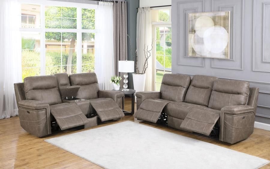 New Recliner Sofa And Loveseat With Power Recliners And Power Headrest In Faux Suede