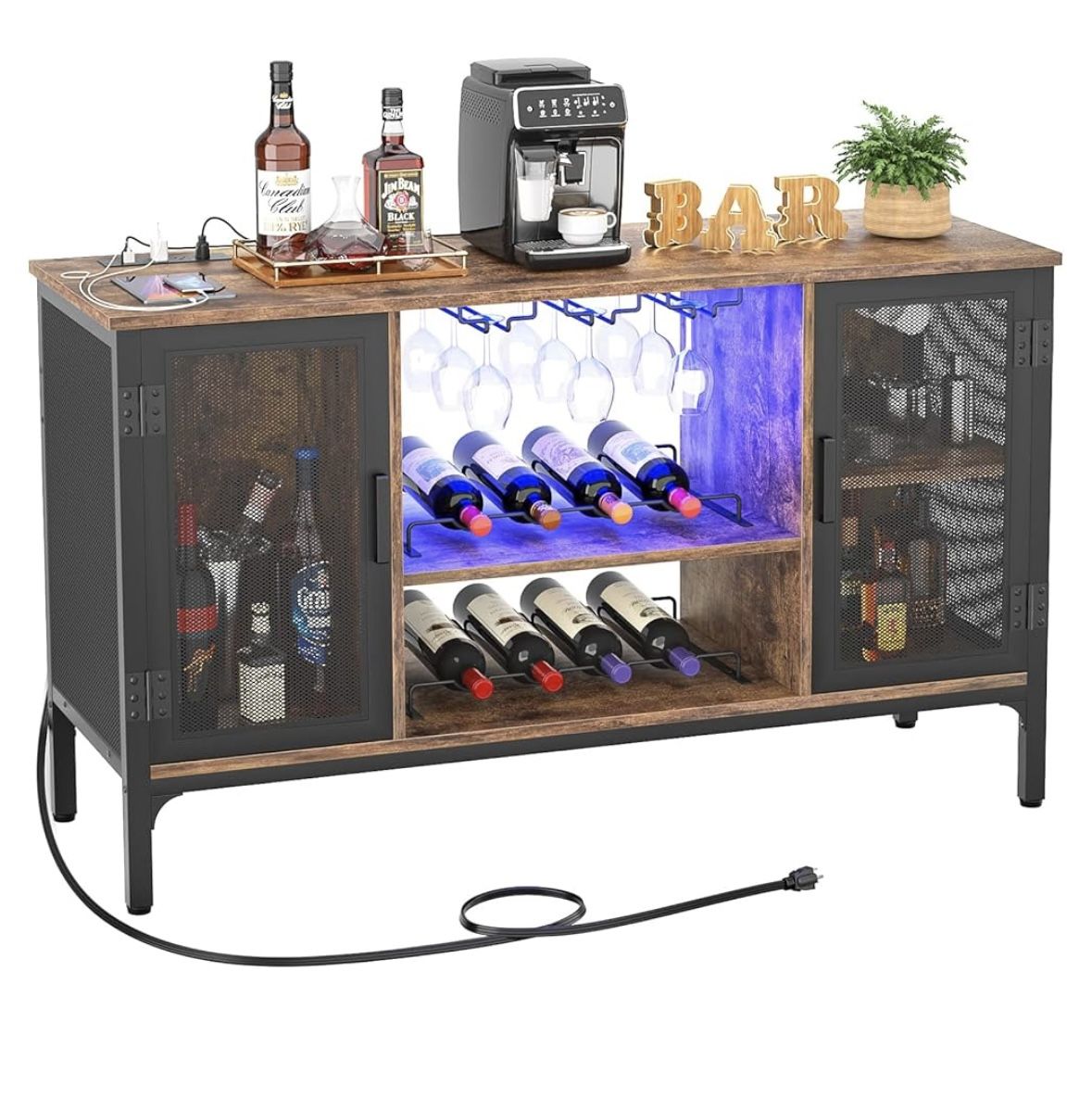 Wine Bar Cabinet with LED Lights